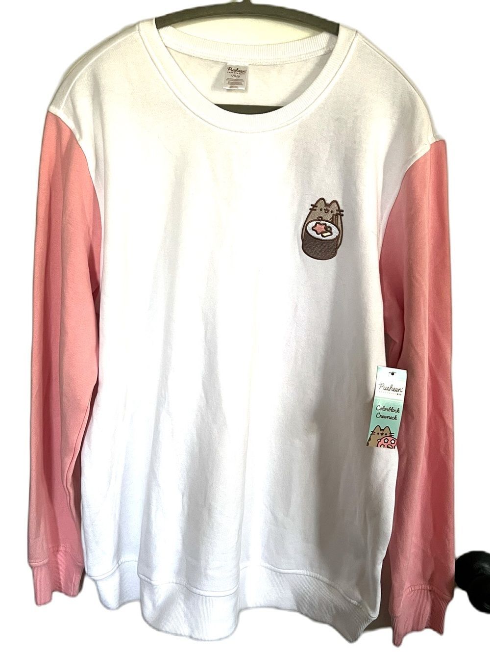Pusheen Box 2020 Colorblock White Sweatshirt Pink Raglan Sleeves Sushi Cat